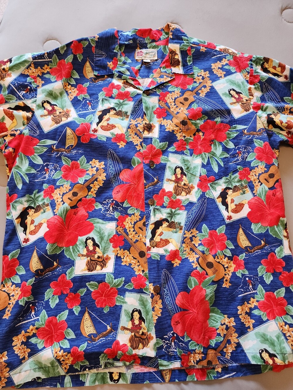 Hilo Hattie Shirt Mens XL Red The Hawaiian Original Button Up